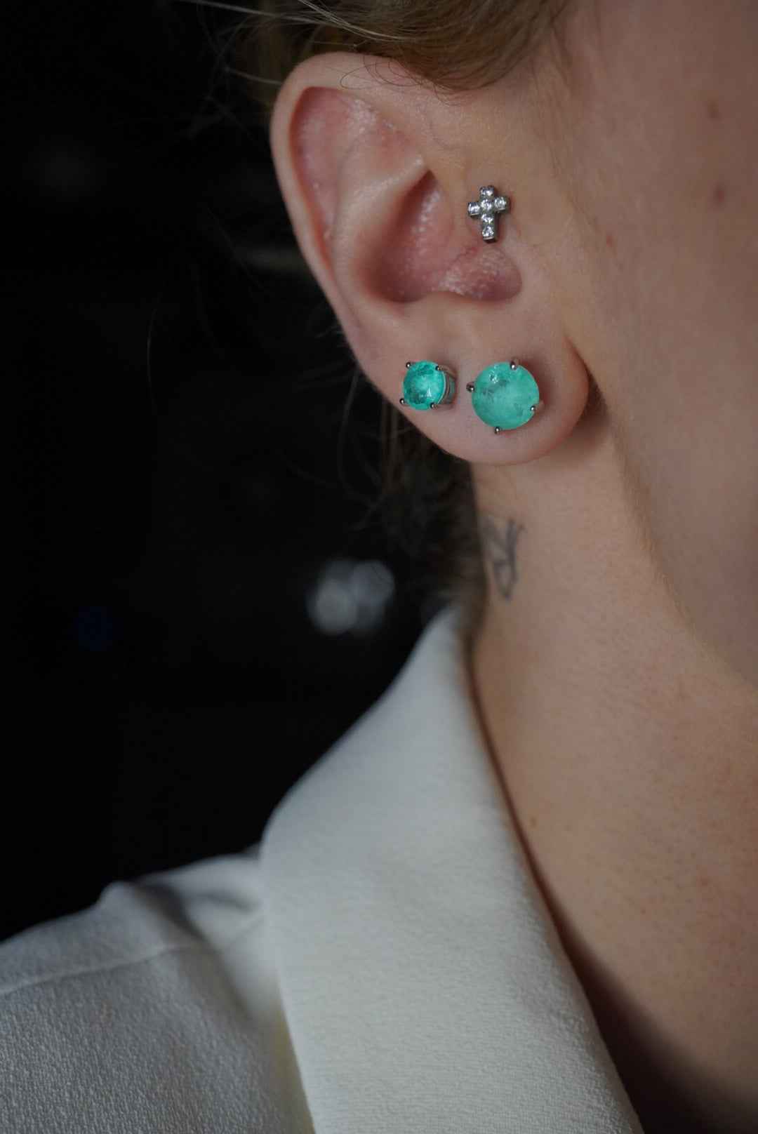Chelsea 6mm Natural Colombian Emerald Studs