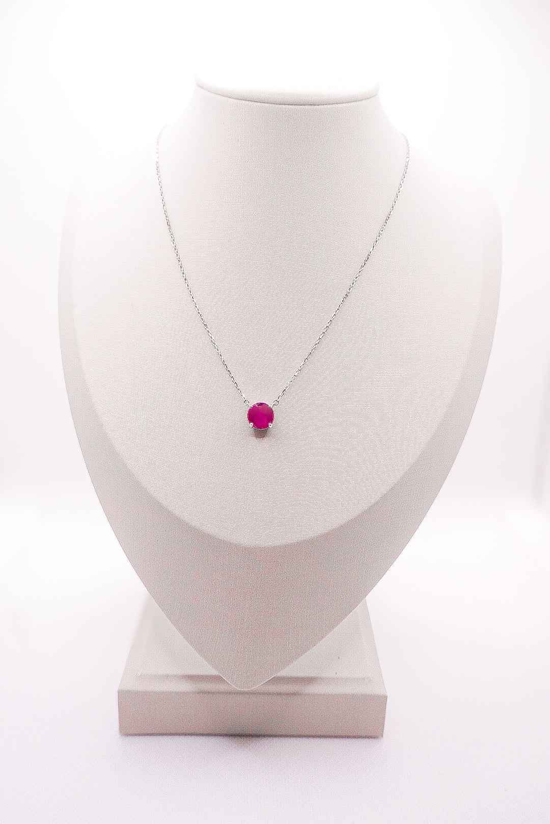 Chelsea 8mm Lab-Grown Pink Sapphire Necklace