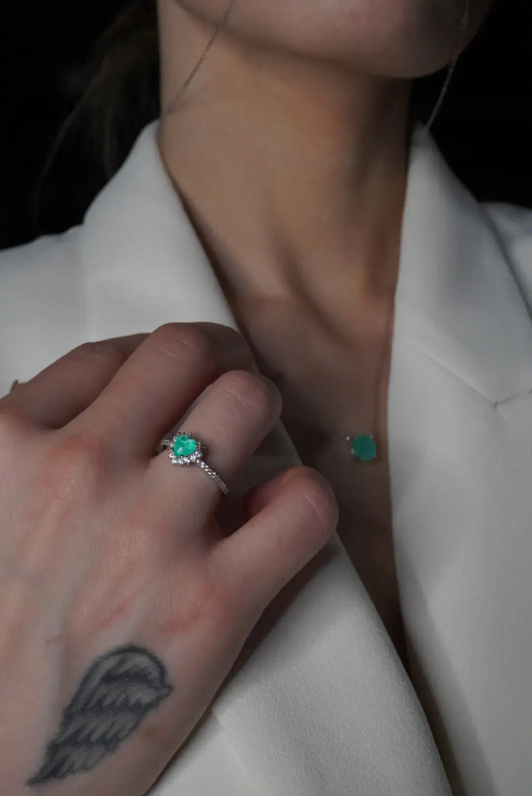 Aurora Colombian Emerald Halo Ring