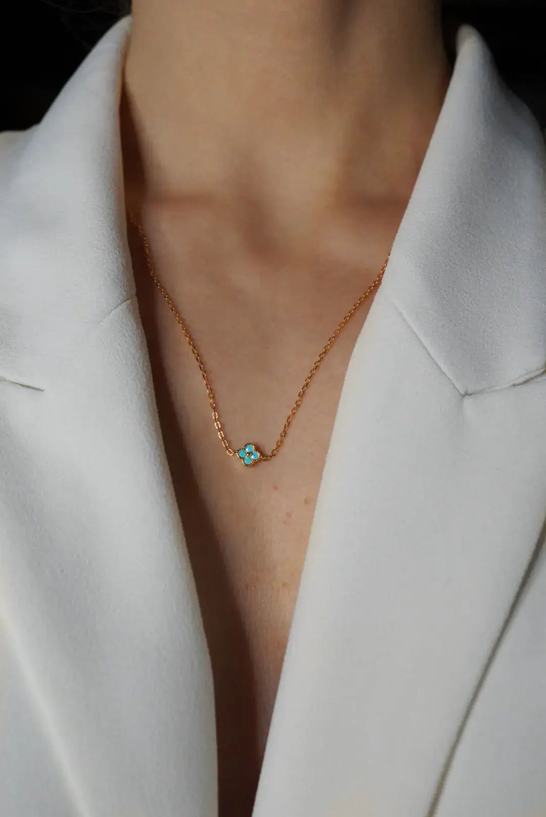 Albion Mini Clover Turquoise Necklace