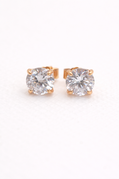 Chelsea Solitaire Stud Earrings 5mm — 18k Gold - Rubielle London