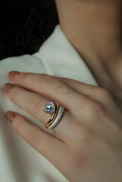 Dynasty Moissanite Ring — 18k Gold Vermeil