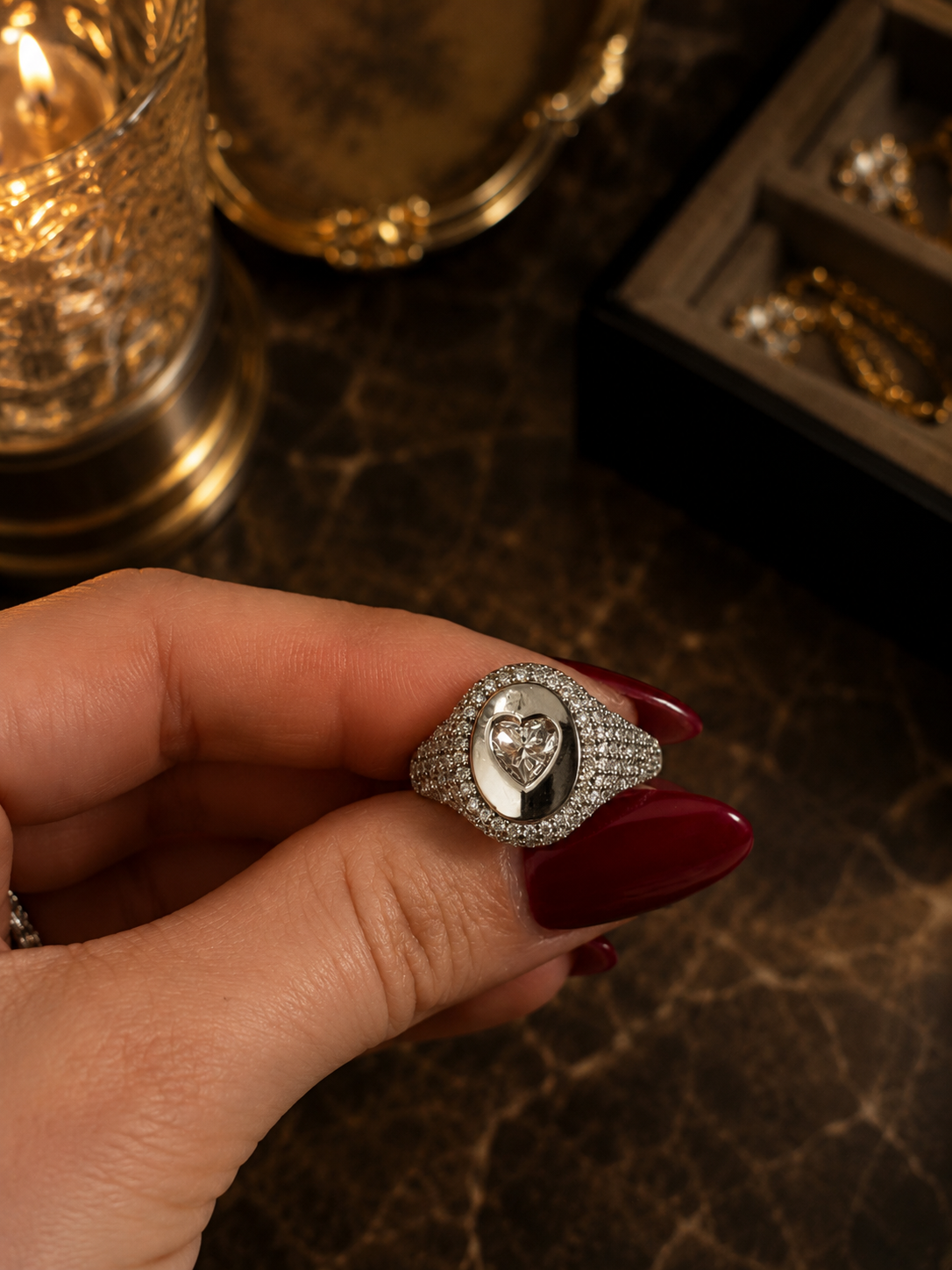 Belgravia Heart Moissanite Ring - Rubielle London