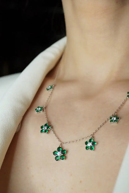 Kew Emerald Flower Chain Necklace