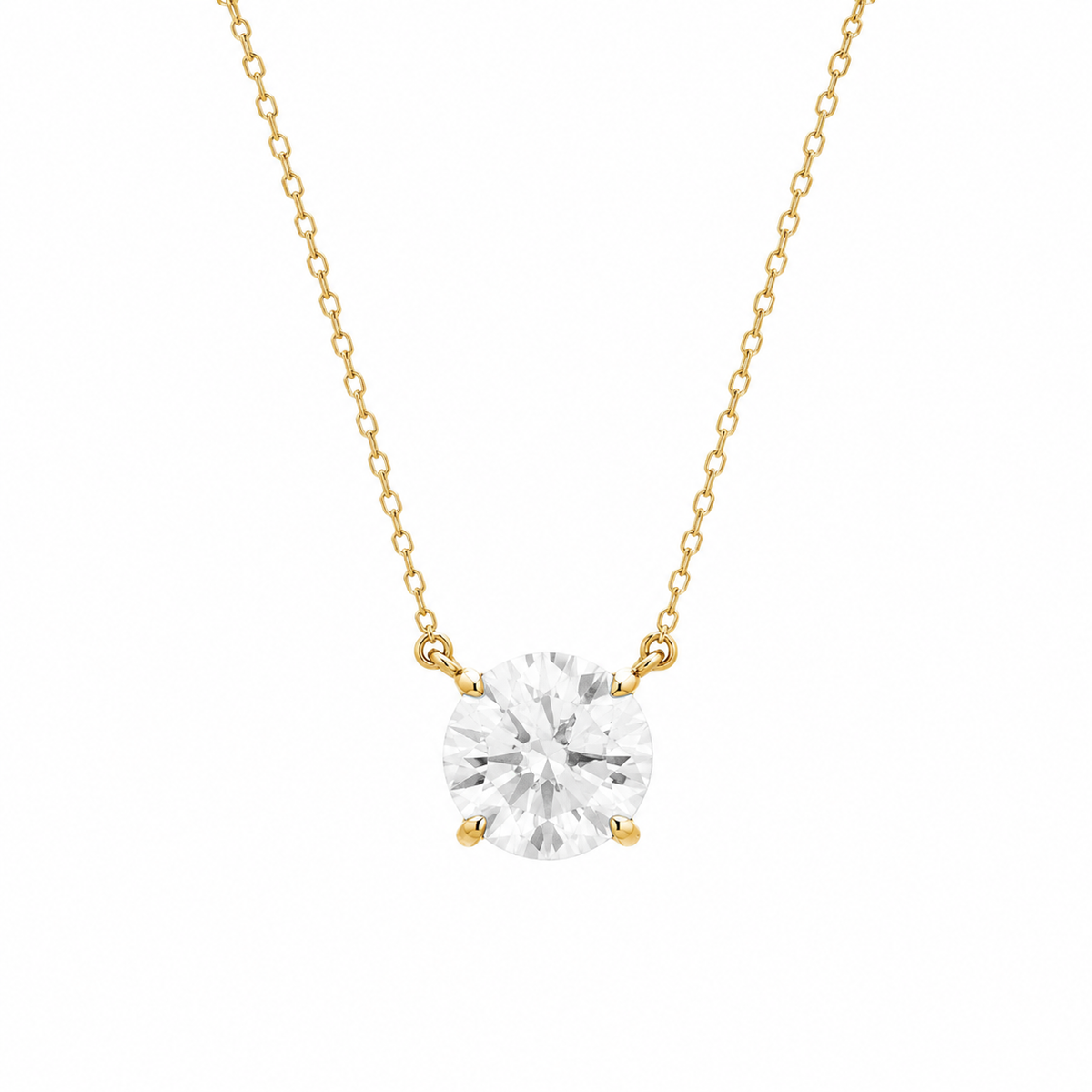 Majesty Solitaire Moissanite Necklace — 18k Gold