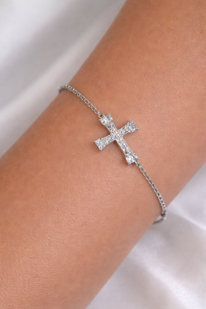 Windsor Crystal Cross Bracelet - Rubielle London
