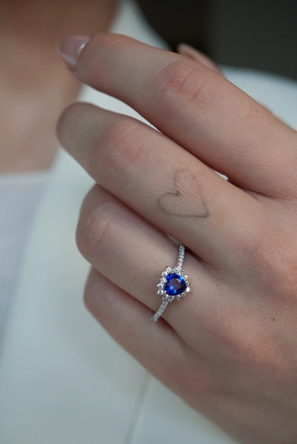 Aurora Sapphire Halo Ring
