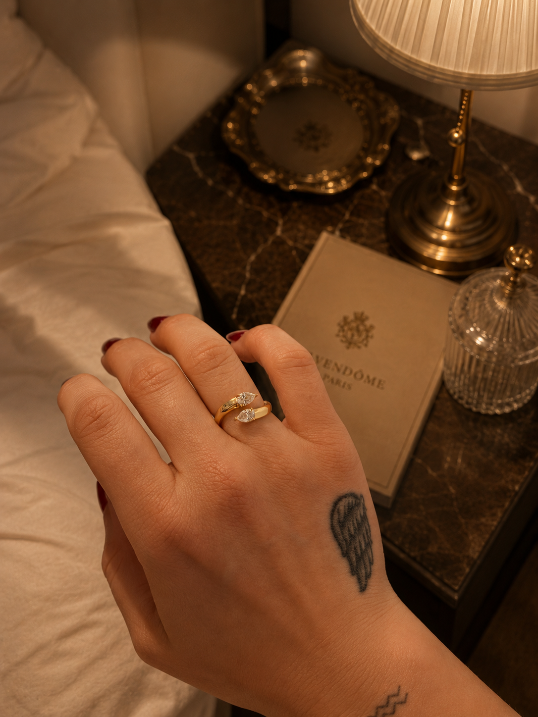 Kensington Pear Duet Moissanite Ring — Vermeil Edition - Rubielle London