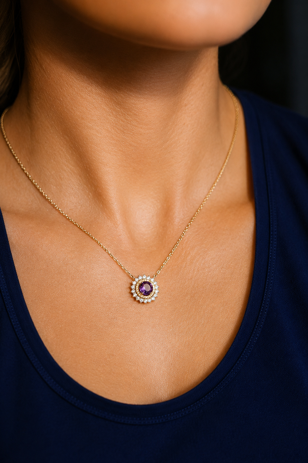 Gaia Soleil Natural Amethyst Earrings | Moissanite