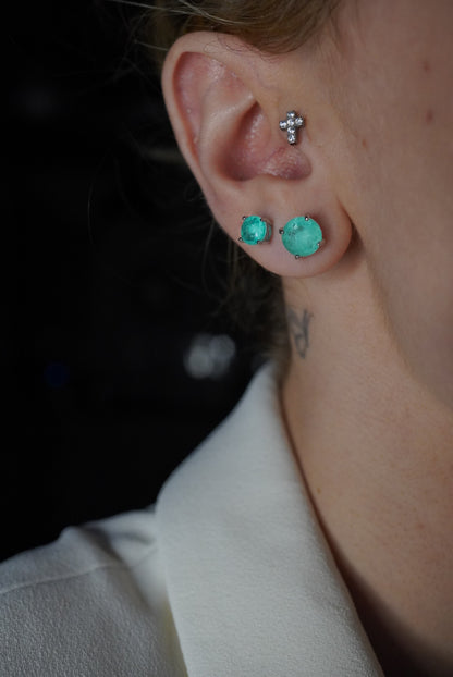 Chelsea Colombian Emerald Earrings 10mm | Lab Grown