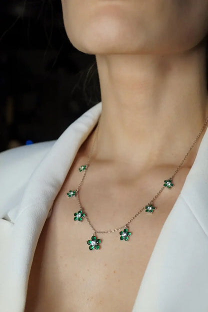 Kew Emerald Flower Chain Necklace