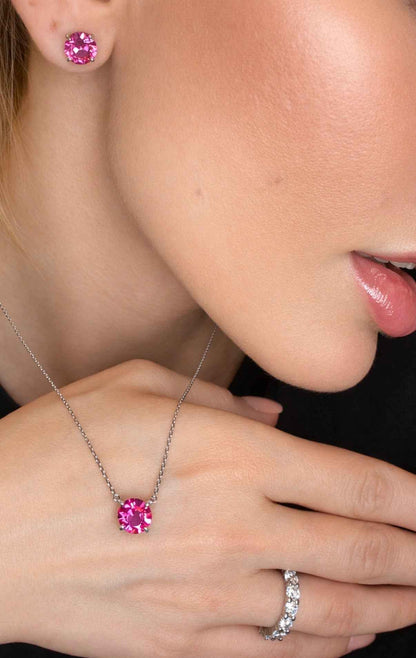 Chelsea Solitaire Pink Sapphire Earrings 6mm | Lab Grown