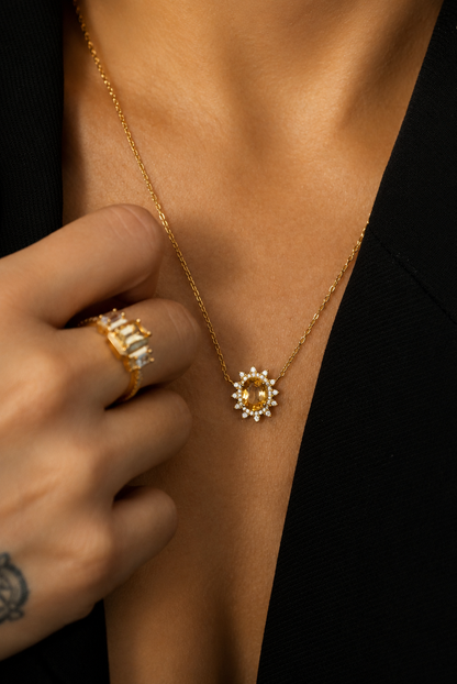 Gaia Soleil Natural Citrine Necklace | Moissanite