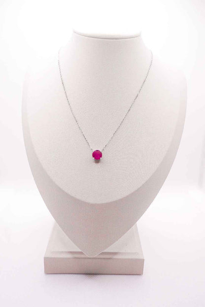 Chelsea 8mm Lab-Grown Pink Sapphire Necklace