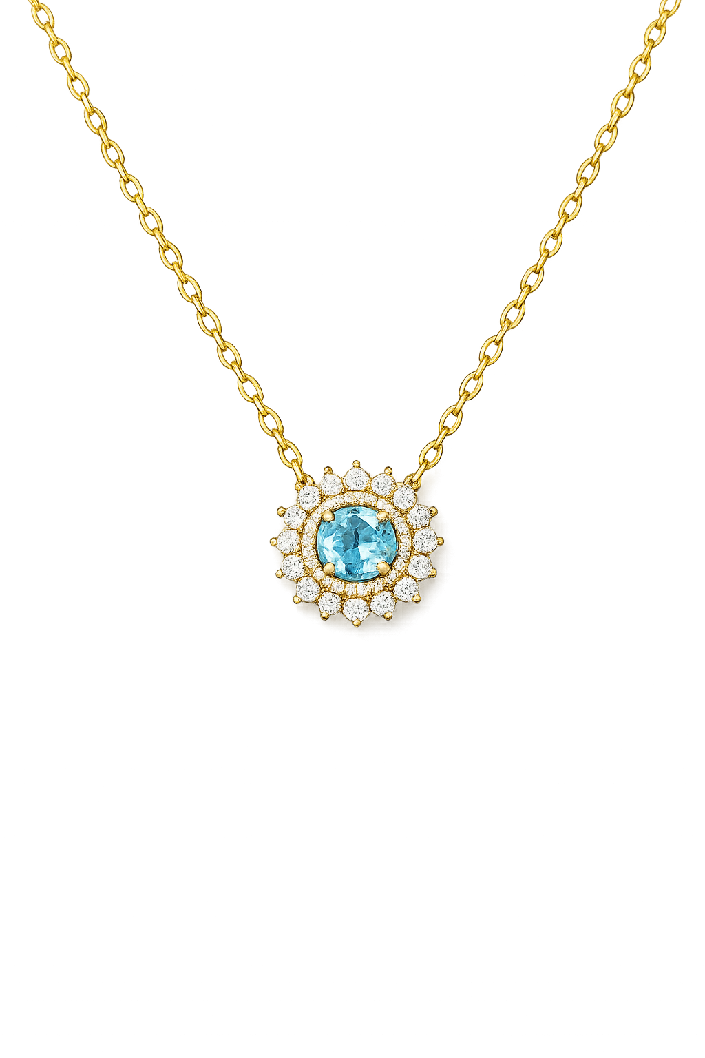 Gaia Soleil Natural Aquamarine Necklace | Moissanite