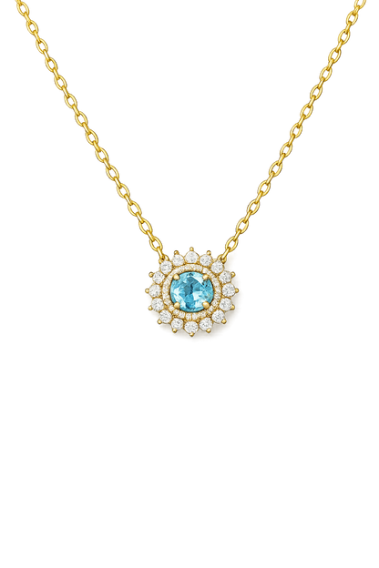 Gaia Soleil Natural Aquamarine Necklace | Moissanite