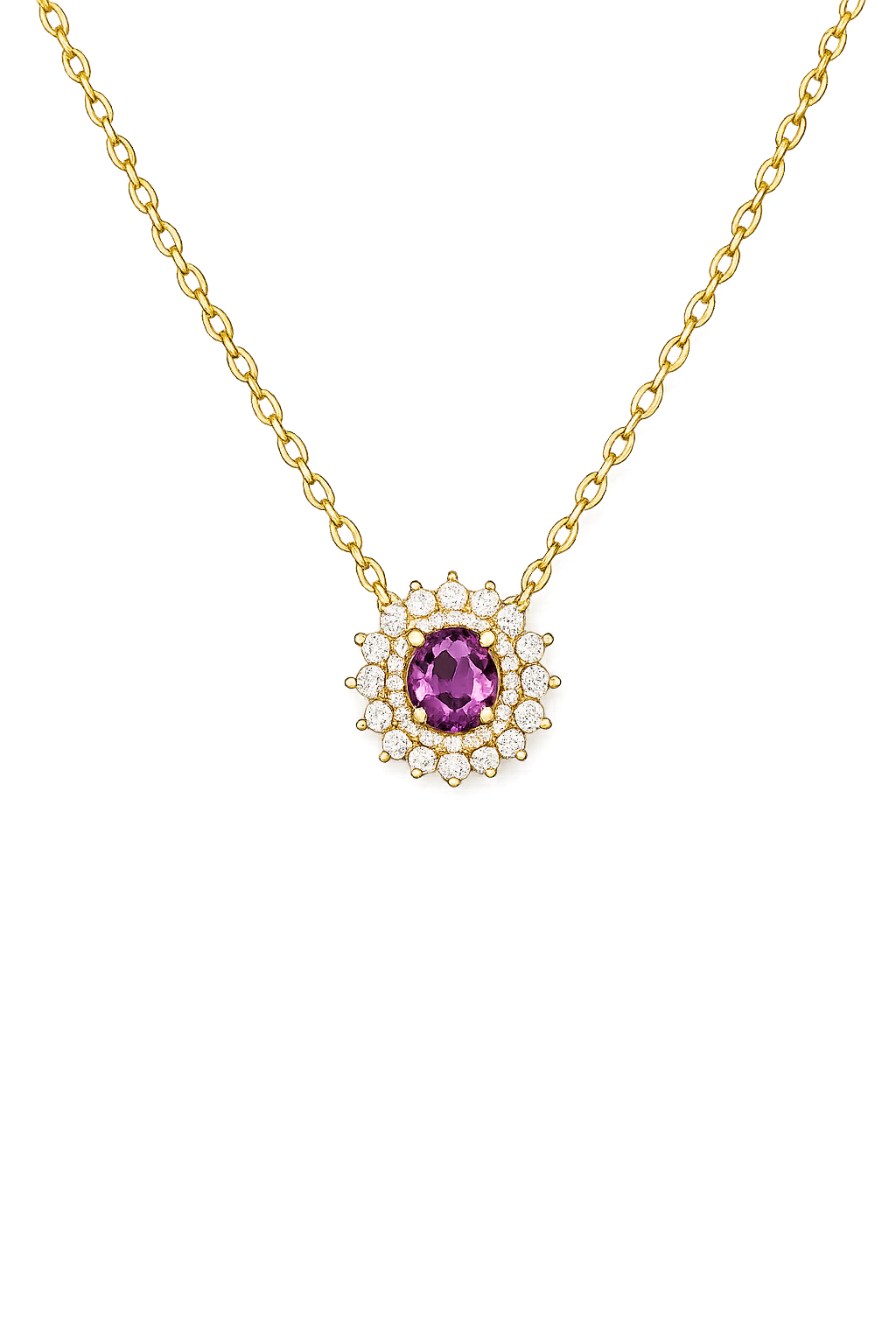Gaia Soleil Natural Amethyst Necklace | Moissanite