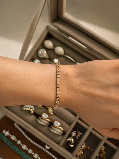 The Mayfair Champagne Tennis Bracelet - 18k Gold Vermeil - Rubielle London
