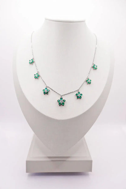 Kew Emerald Flower Chain Necklace
