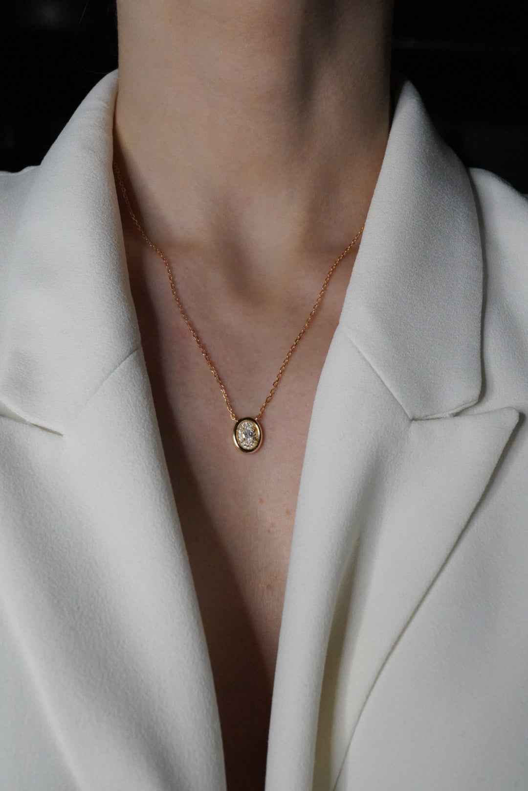 Aurelia Oval Halo Necklace
