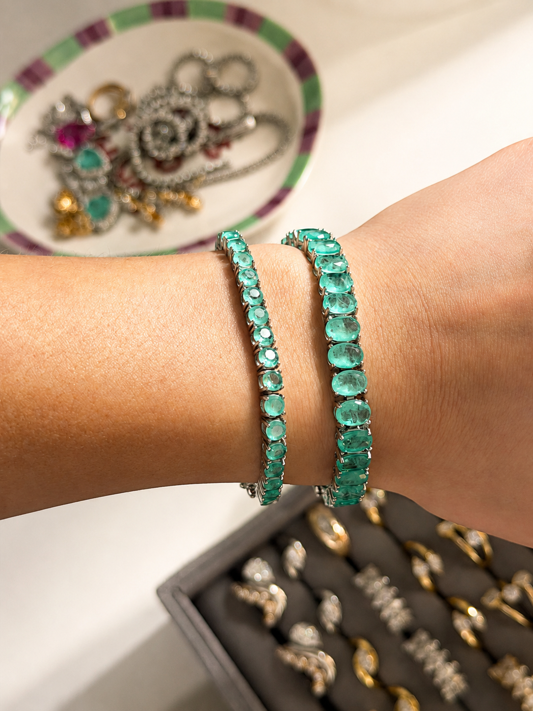 The Chivor Colombian Emerald Tennis Bracelet - 3mm - Rubielle London