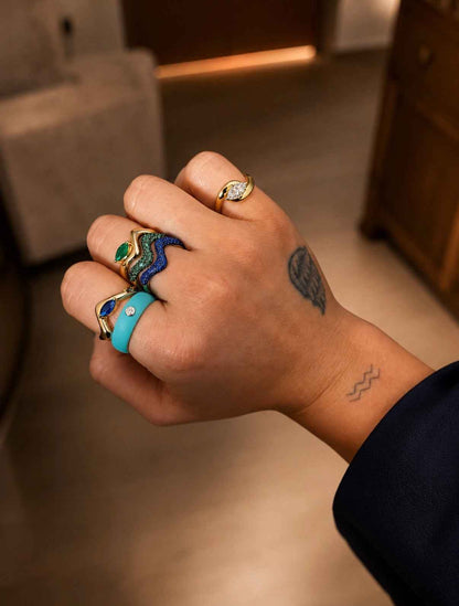 Active Cyan Moissanite Ring