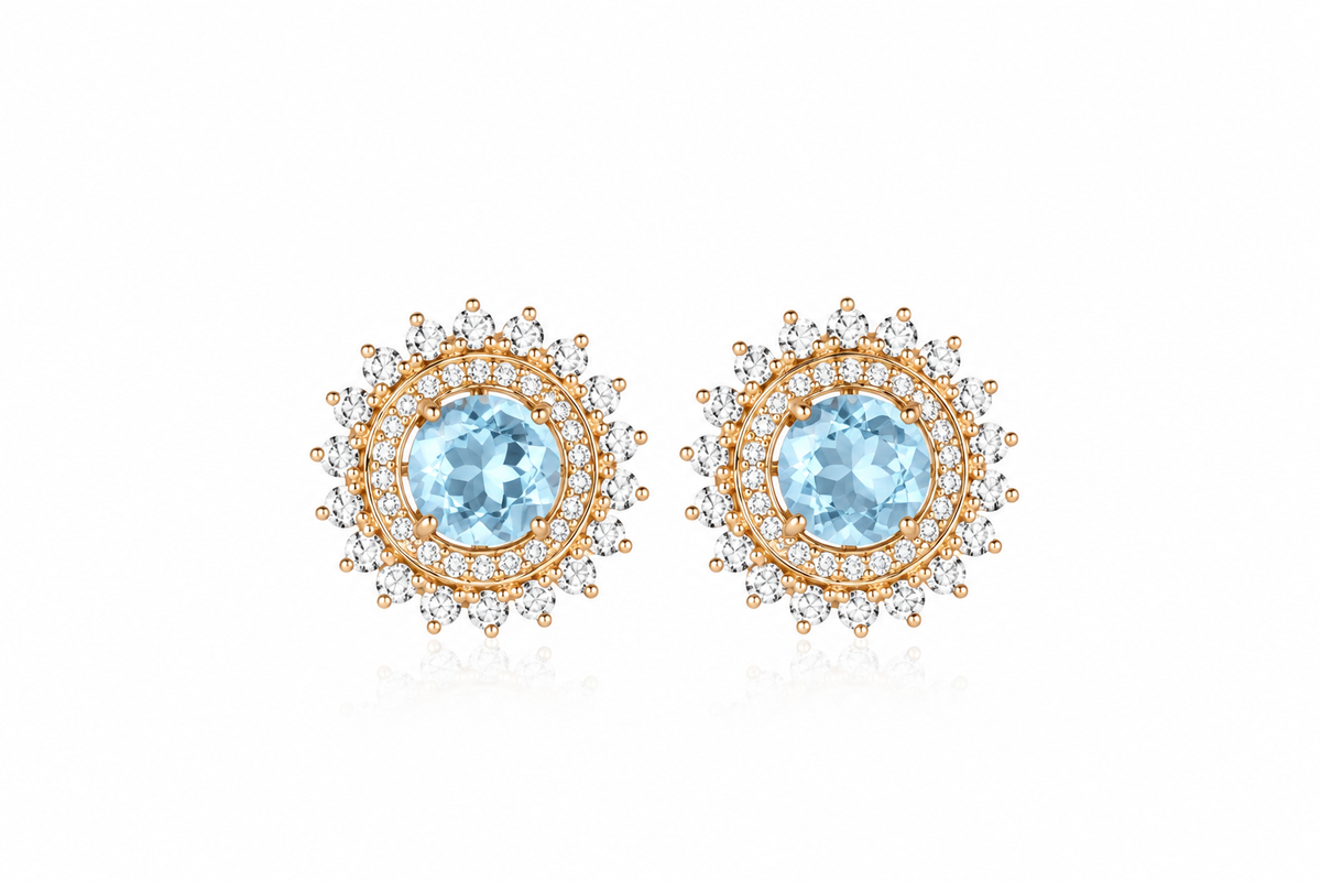 Gaia Natural Aquamarine Earrings | Moissanite