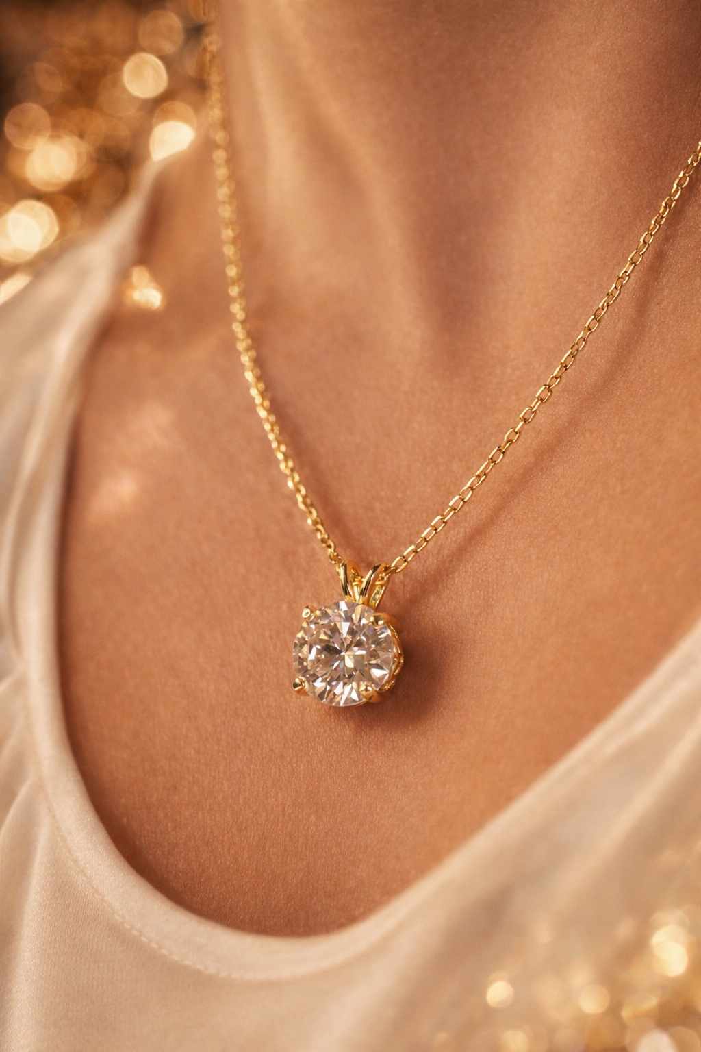 Majesty Moissanite Necklace 8mm — 14k Gold Filled