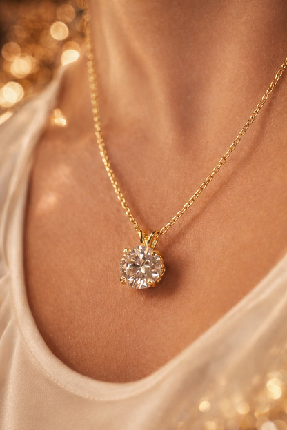 Majesty Moissanite Necklace 8mm — 14k Gold Filled