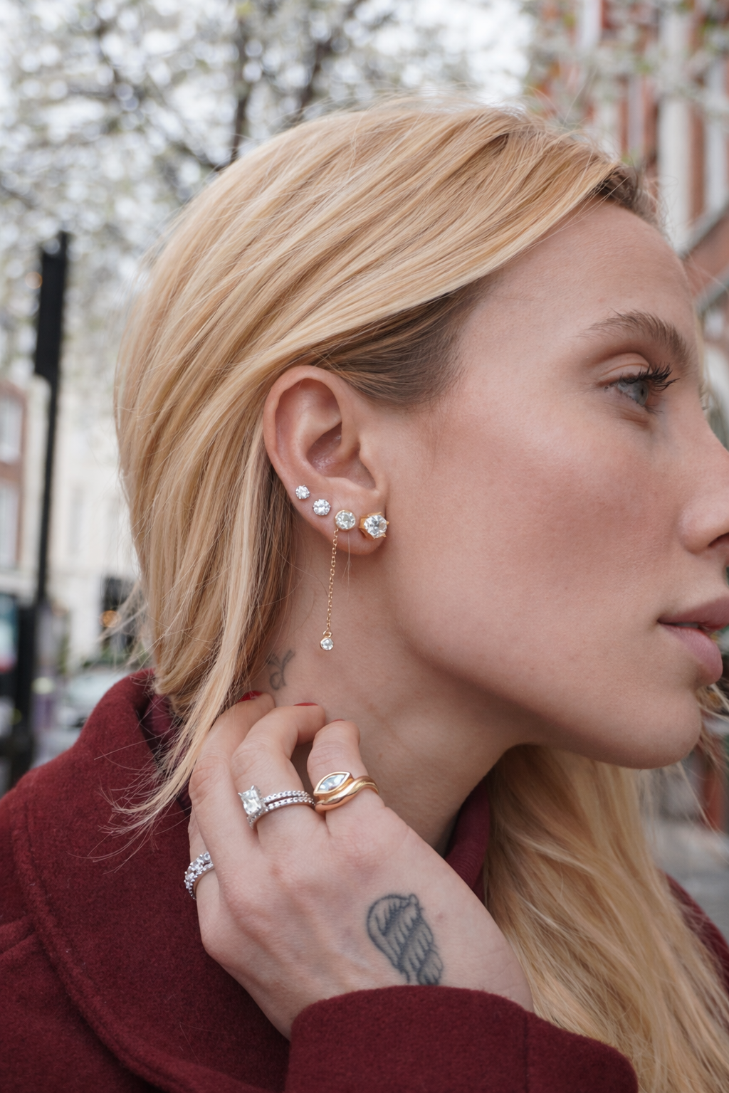 Sovereign Moissanite Stud Earrings 8mm — 18k Gold - Rubielle London