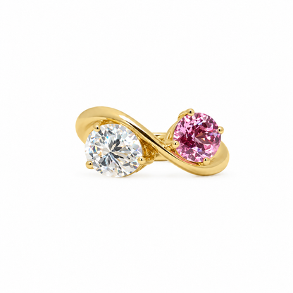 Toi et Moi Moissanite & Lab-Grown Sapphire Pinky Ring