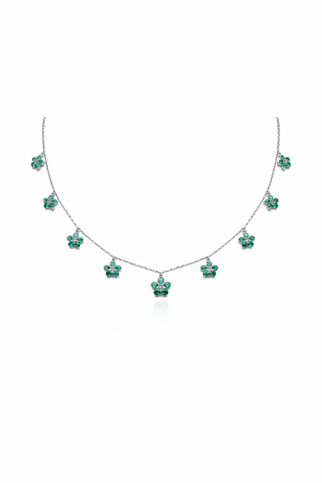 Kew Emerald Flower Chain Necklace