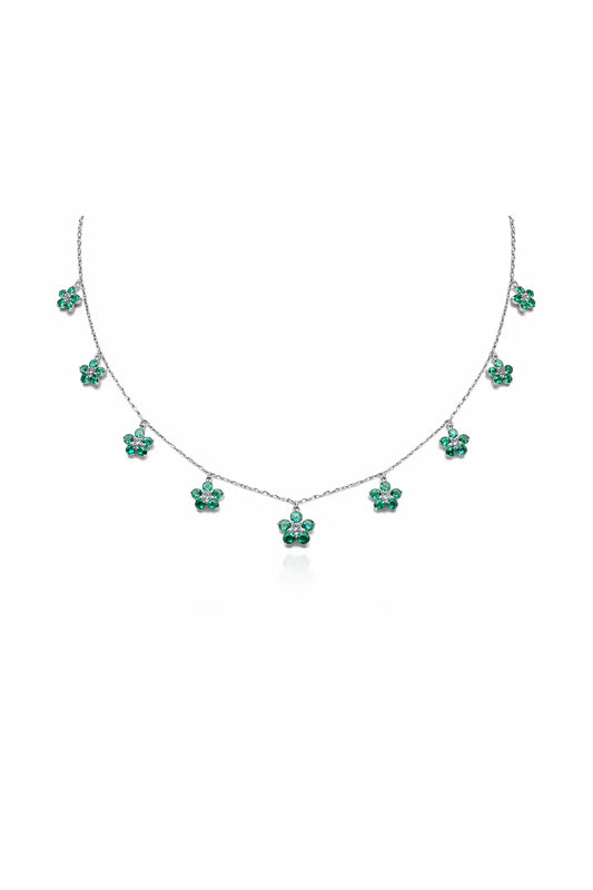 Kew Emerald Flower Chain Necklace
