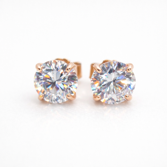 Sovereign Moissanite Stud Earrings 6.5mm — 18K Gold