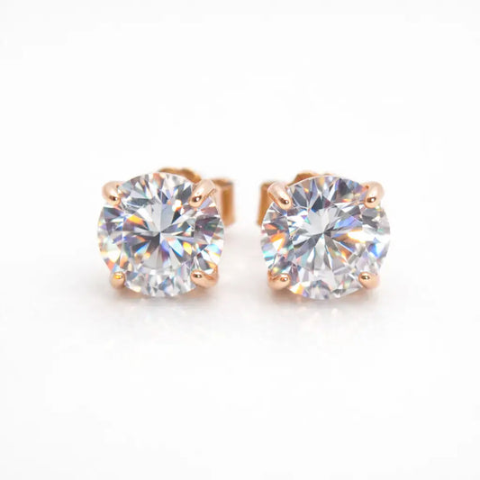 Sovereign Moissanite Stud Earrings 6.5mm — 18K Gold