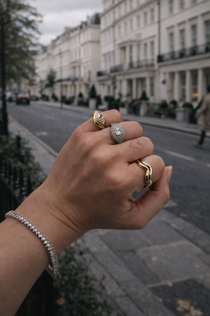 Dynasty Moissanite Pinky Ring — 18k Gold Vermeil