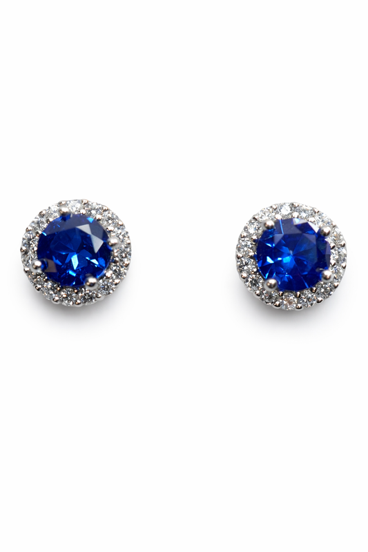 Cambridge Sapphire Halo Earrings