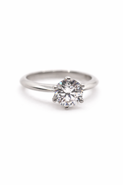 Solitaire Moissanite 6.5mm Ring - Rubielle London