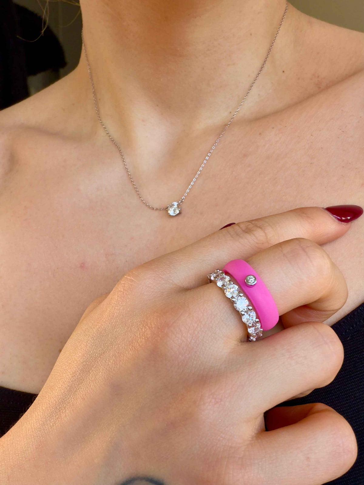 Active Pink Moissanite Ring