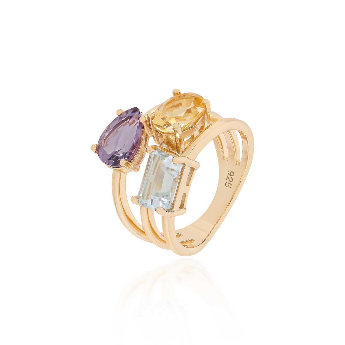 Trinity Natural Gemstone Ring
