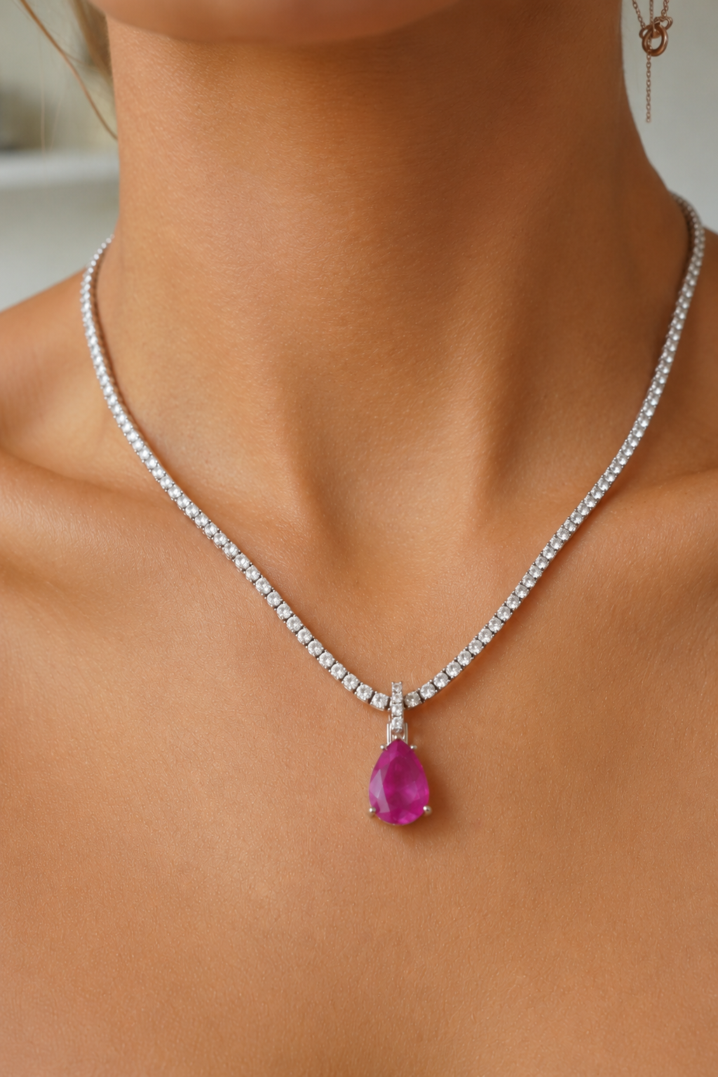 Lumière Tennis Necklace | Natural White Sapphire