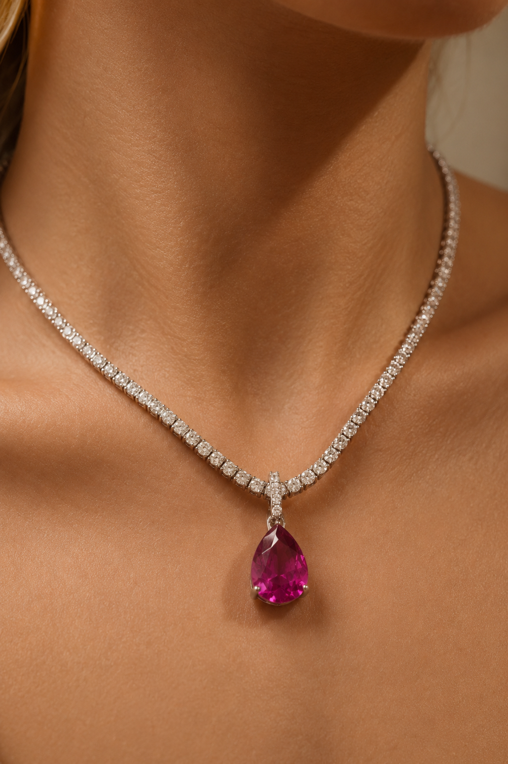 Rosebury Necklace Pendant | Lab Grown Pink Sapphire