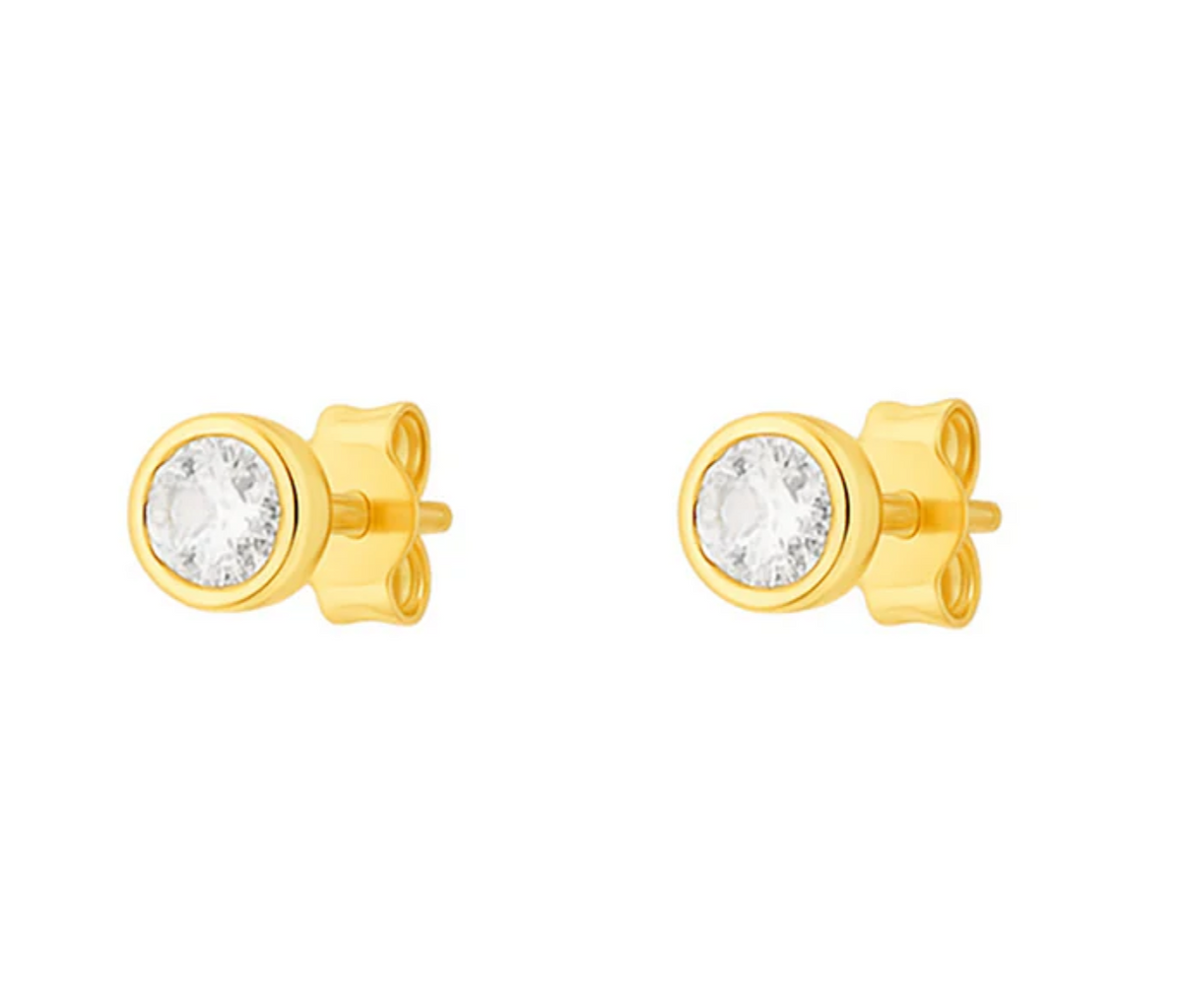 Sovereign Round Gold Moissanite Earrings