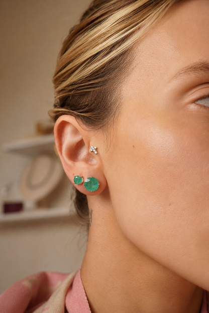 Victoria Colombian Emerald Earrings 8mm | Lab Grown