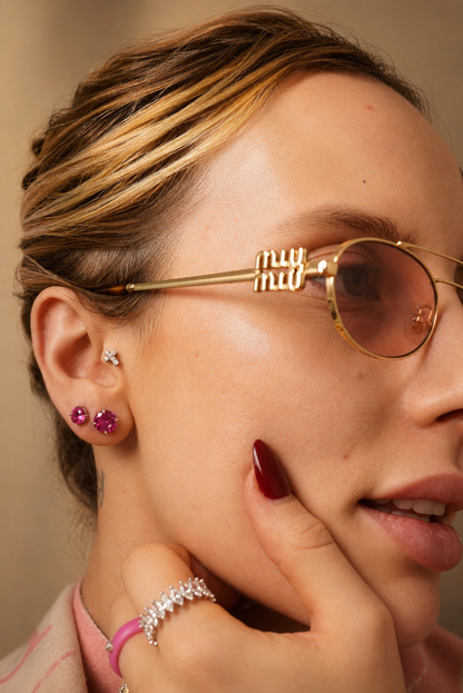 Chelsea Solitaire Pink Sapphire Earrings 8mm  | Lab Grown